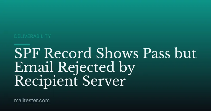 SPF Record Shows Pass but Email Rejected by Recipient Server