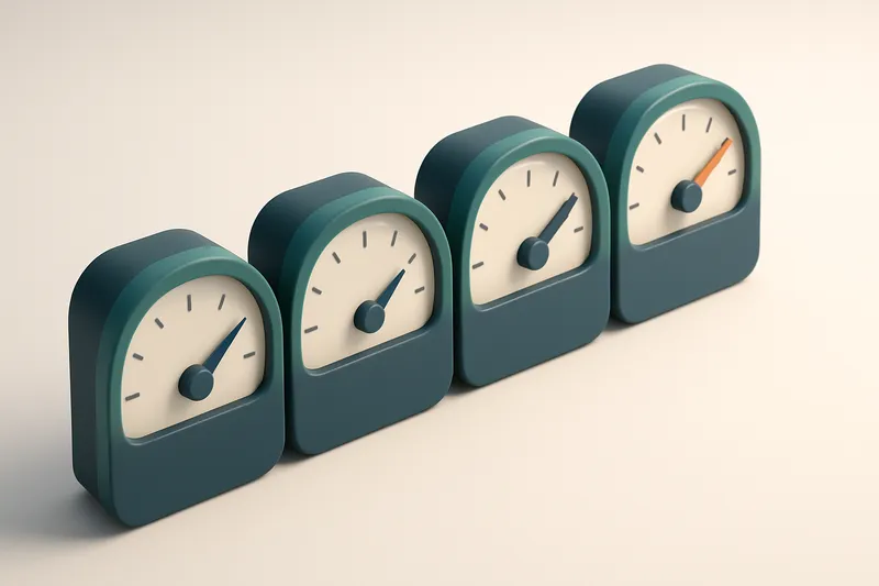 a row of four gauges labeled with DNS provider names and response times