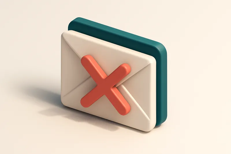 a single envelope with a red X through it