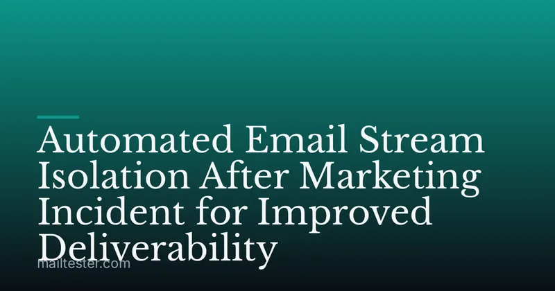 Automated Email Stream Isolation After Marketing Incident for Improved Deliverability