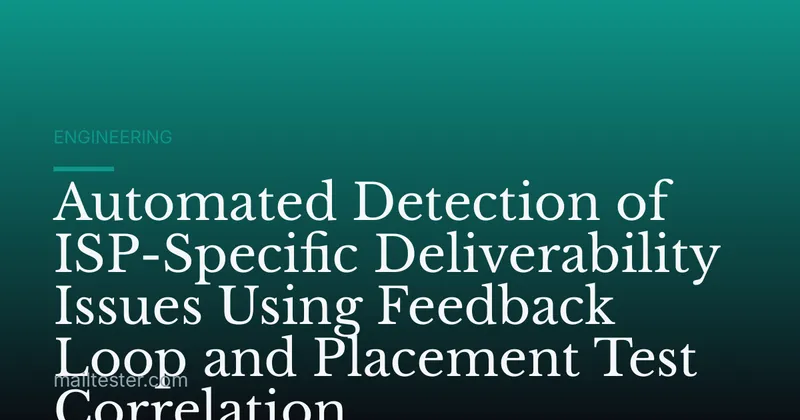 Automated Detection of ISP-Specific Deliverability Issues Using Feedback Loop and Placement Test Correlation