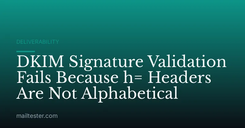 DKIM Signature Validation Fails Because h= Headers Are Not Alphabetical