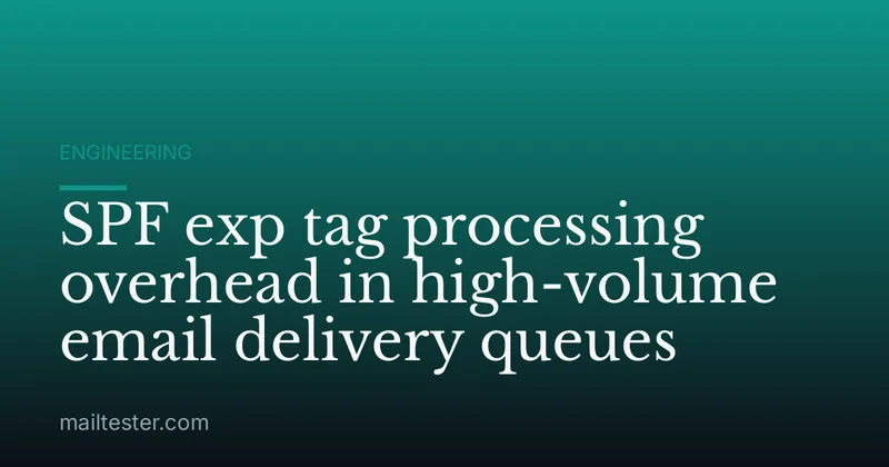 SPF exp tag processing overhead in high-volume email delivery queues