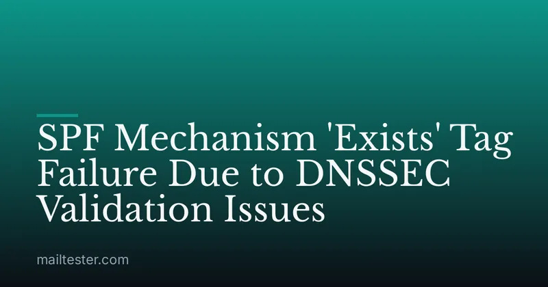 SPF Mechanism 'Exists' Tag Failure Due to DNSSEC Validation Issues