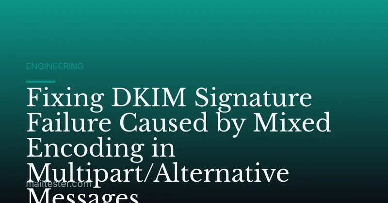 Fixing DKIM Signature Failure Caused by Mixed Encoding in Multipart/Alternative Messages