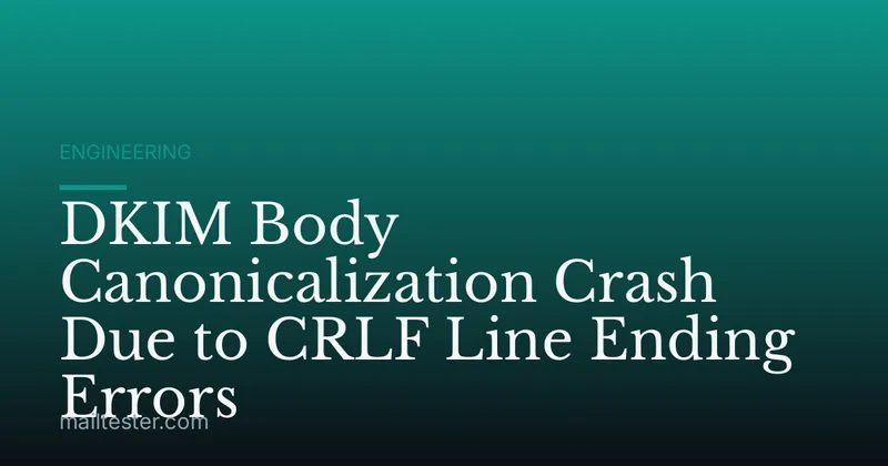 DKIM Body Canonicalization Crash Due to CRLF Line Ending Errors
