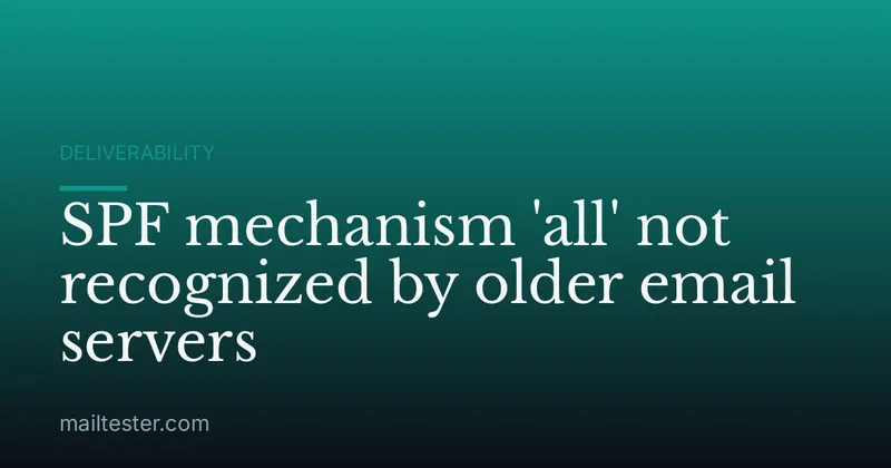 SPF mechanism 'all' not recognized by older email servers