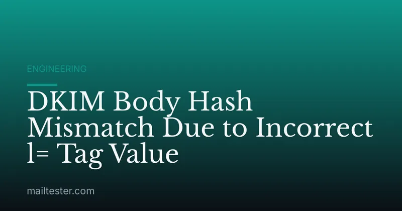 DKIM Body Hash Mismatch Due to Incorrect l= Tag Value