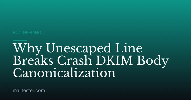 Why Unescaped Line Breaks Crash DKIM Body Canonicalization