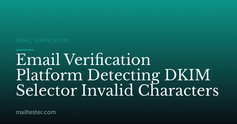 Email Verification Platform Detecting DKIM Selector Invalid Characters