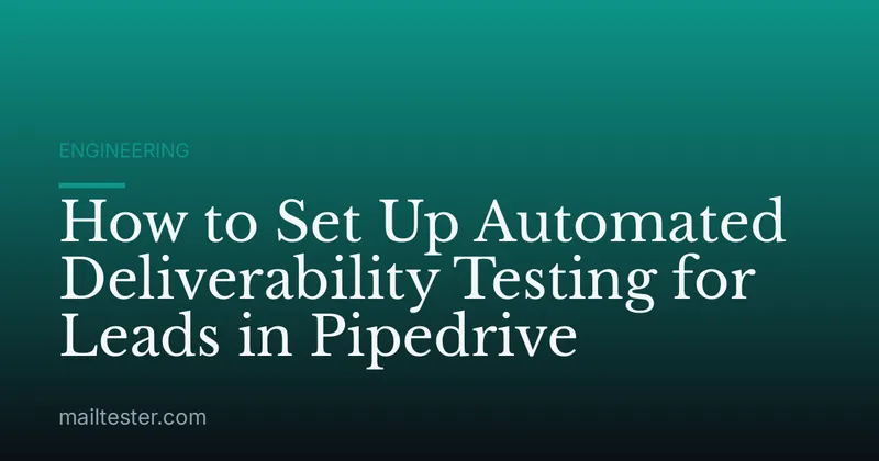 How to Set Up Automated Deliverability Testing for Leads in Pipedrive