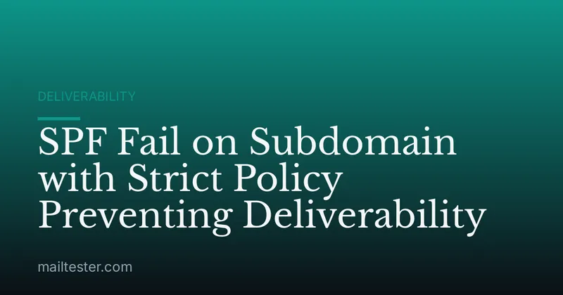 SPF Fail on Subdomain with Strict Policy Preventing Deliverability