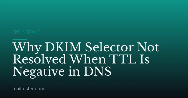 Why DKIM Selector Not Resolved When TTL Is Negative in DNS