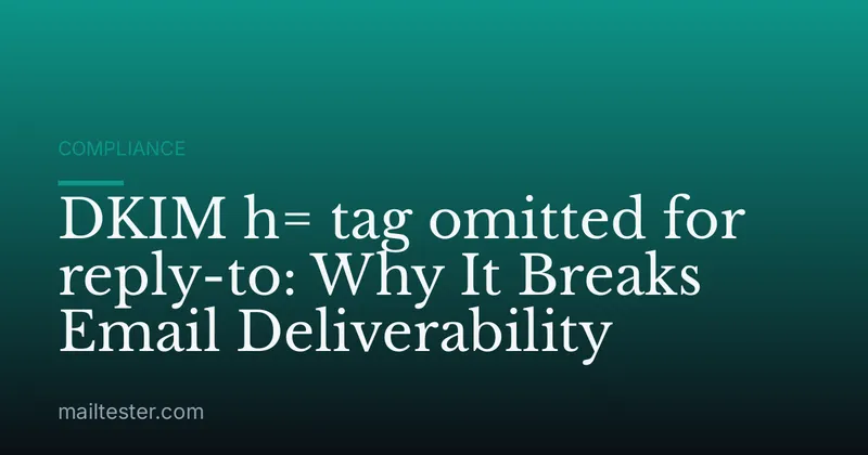 DKIM h= tag omitted for reply-to: Why It Breaks Email Deliverability