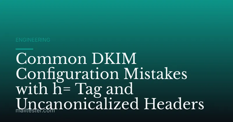 Common DKIM Configuration Mistakes with h= Tag and Uncanonicalized Headers