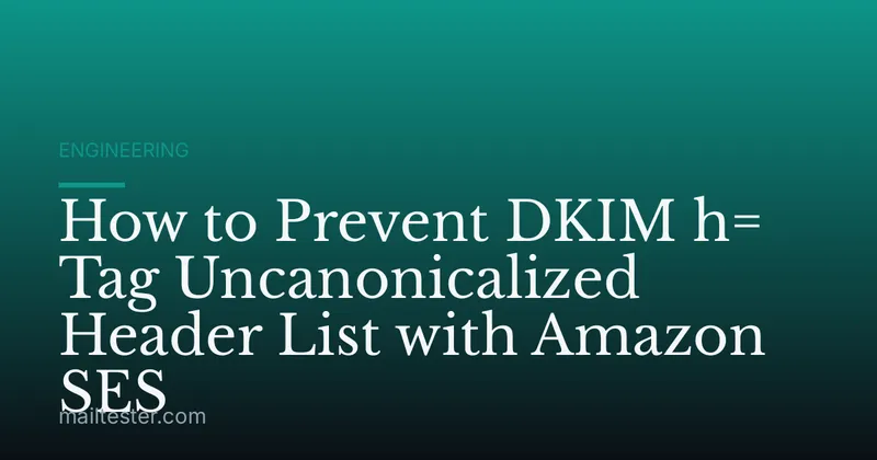 How to Prevent DKIM h= Tag Uncanonicalized Header List with Amazon SES