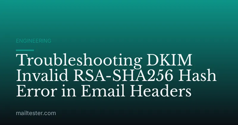 Troubleshooting DKIM Invalid RSA-SHA256 Hash Error in Email Headers