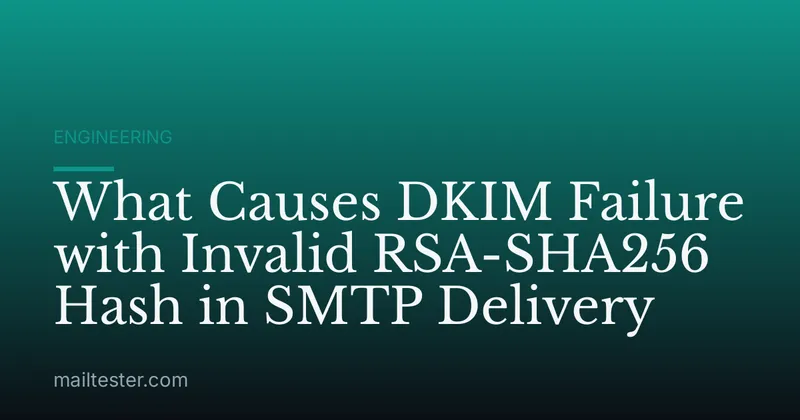 What Causes DKIM Failure with Invalid RSA-SHA256 Hash in SMTP Delivery