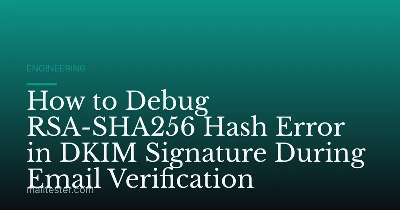 How to Debug RSA-SHA256 Hash Error in DKIM Signature During Email Verification