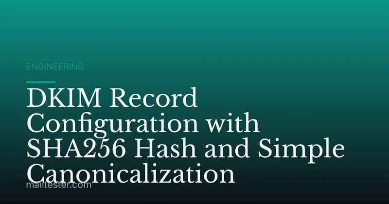 DKIM Record Configuration with SHA256 Hash and Simple Canonicalization