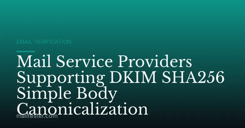 Mail Service Providers Supporting DKIM SHA256 Simple Body Canonicalization