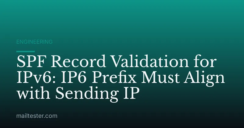 SPF Record Validation for IPv6: IP6 Prefix Must Align with Sending IP