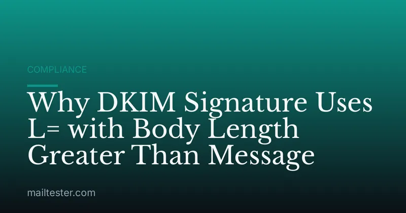 Why DKIM Signature Uses L= with Body Length Greater Than Message