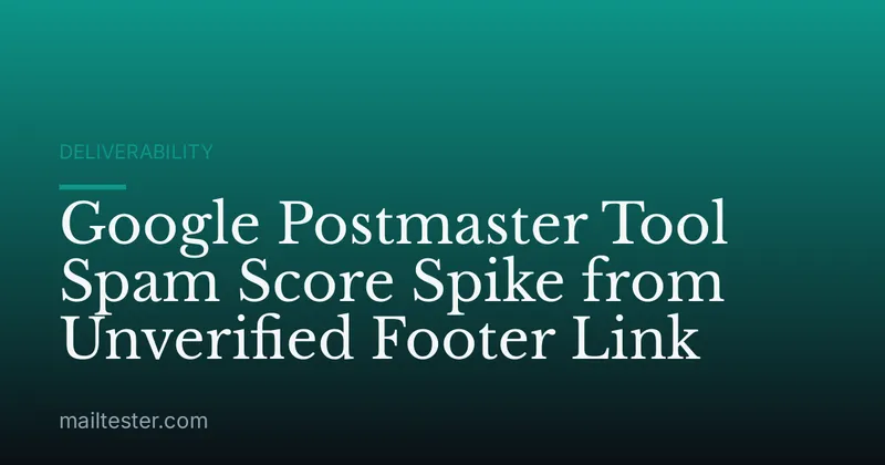 Google Postmaster Tool Spam Score Spike from Unverified Footer Link