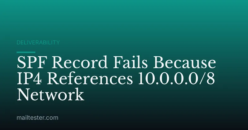 SPF Record Fails Because IP4 References 10.0.0.0/8 Network