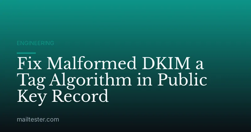 Fix Malformed DKIM a Tag Algorithm in Public Key Record