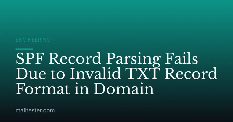 SPF Record Parsing Fails Due to Invalid TXT Record Format in Domain