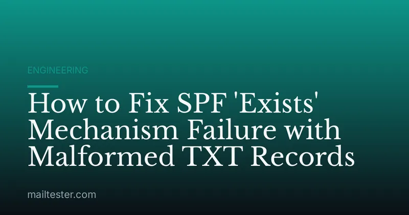 How to Fix SPF 'Exists' Mechanism Failure with Malformed TXT Records