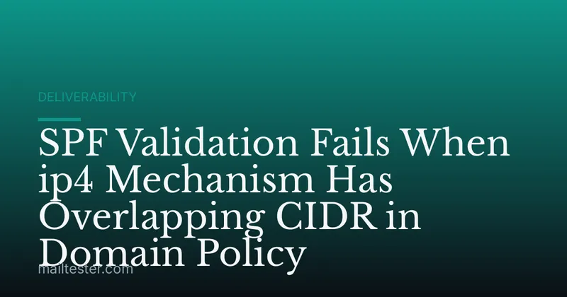 SPF Validation Fails When ip4 Mechanism Has Overlapping CIDR in Domain Policy