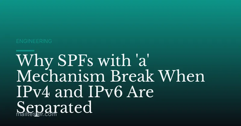 Why SPFs with 'a' Mechanism Break When IPv4 and IPv6 Are Separated