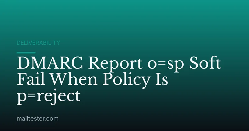 DMARC Report o=sp Soft Fail When Policy Is p=reject