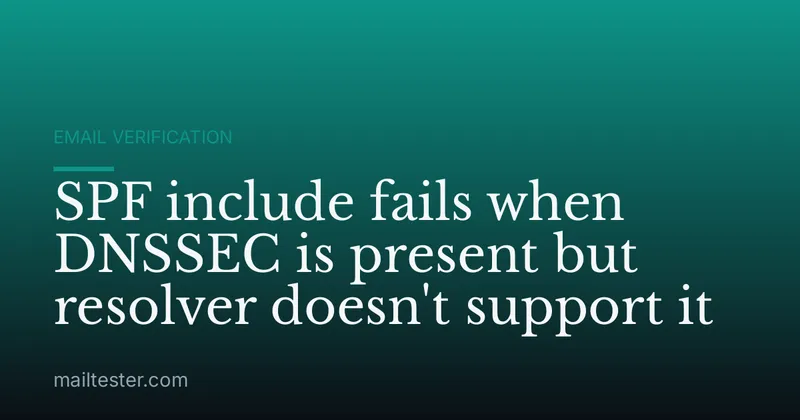 SPF include fails when DNSSEC is present but resolver doesn't support it