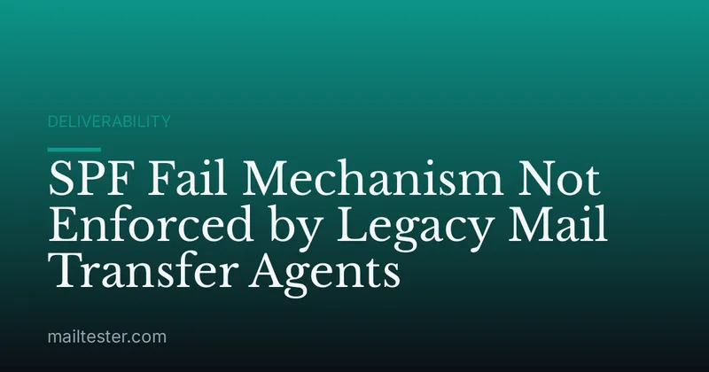 SPF Fail Mechanism Not Enforced by Legacy Mail Transfer Agents