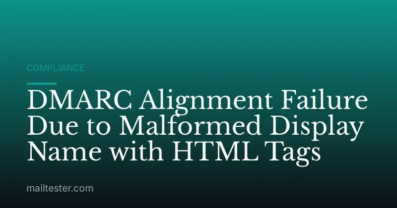 DMARC Alignment Failure Due to Malformed Display Name with HTML Tags