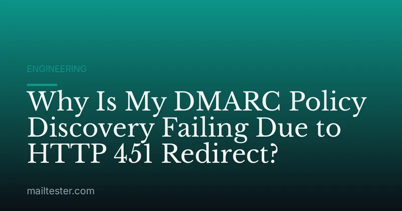 Why Is My DMARC Policy Discovery Failing Due to HTTP 451 Redirect?