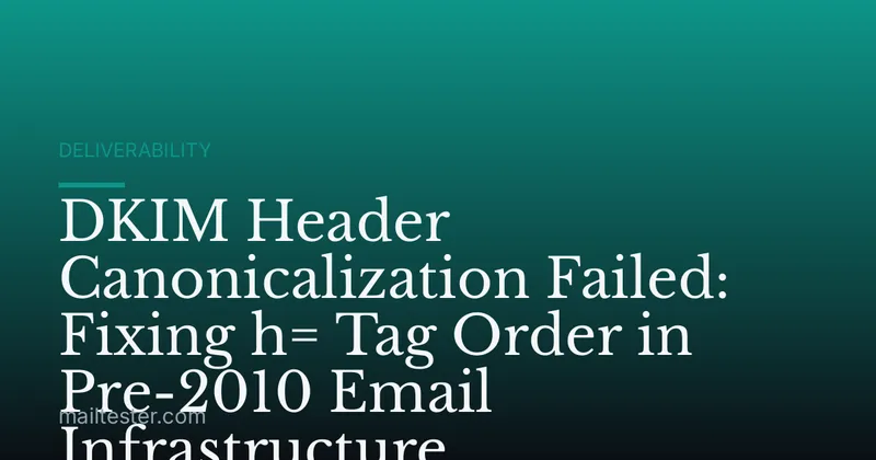 DKIM Header Canonicalization Failed: Fixing h= Tag Order in Pre-2010 Email Infrastructure
