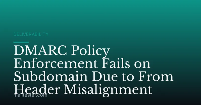 DMARC Policy Enforcement Fails on Subdomain Due to From Header Misalignment