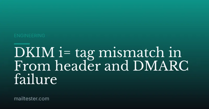 DKIM i= tag mismatch in From header and DMARC failure