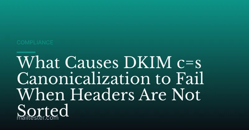 What Causes DKIM c=s Canonicalization to Fail When Headers Are Not Sorted