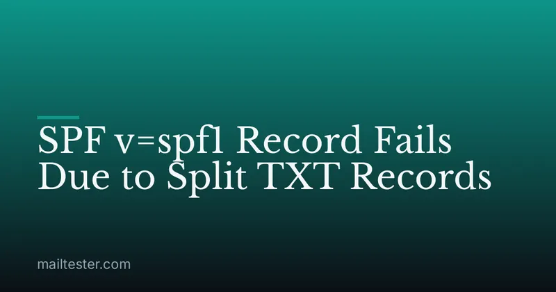 SPF v=spf1 Record Fails Due to Split TXT Records