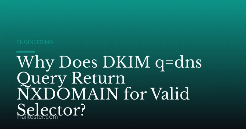 Why Does DKIM q=dns Query Return NXDOMAIN for Valid Selector?