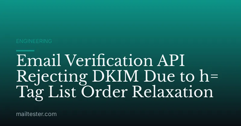 Email Verification API Rejecting DKIM Due to h= Tag List Order Relaxation