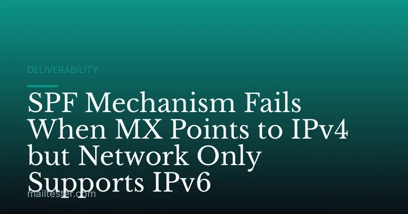 SPF Mechanism Fails When MX Points to IPv4 but Network Only Supports IPv6