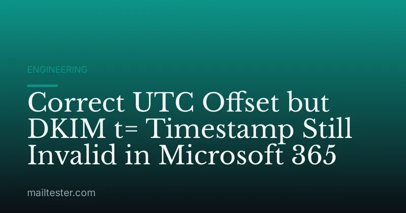 Correct UTC Offset but DKIM t= Timestamp Still Invalid in Microsoft 365