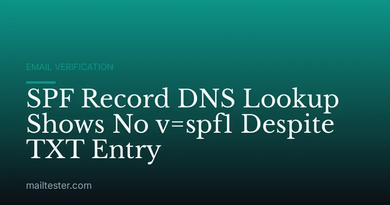SPF Record DNS Lookup Shows No v=spf1 Despite TXT Entry