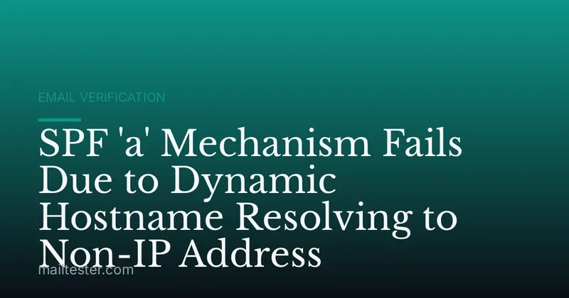 SPF 'a' Mechanism Fails Due to Dynamic Hostname Resolving to Non-IP Address